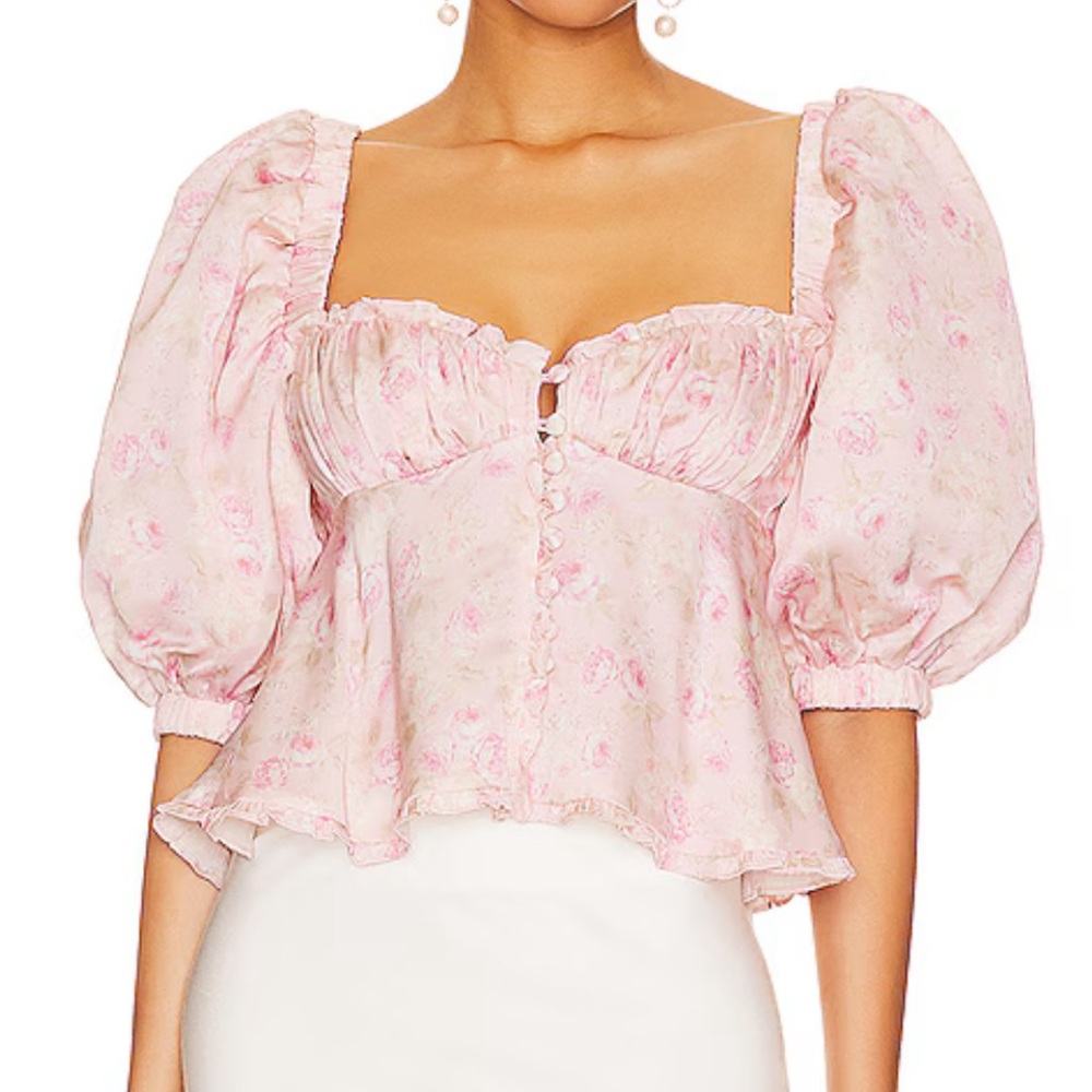 For love and lemons rhonda blouse pink floral